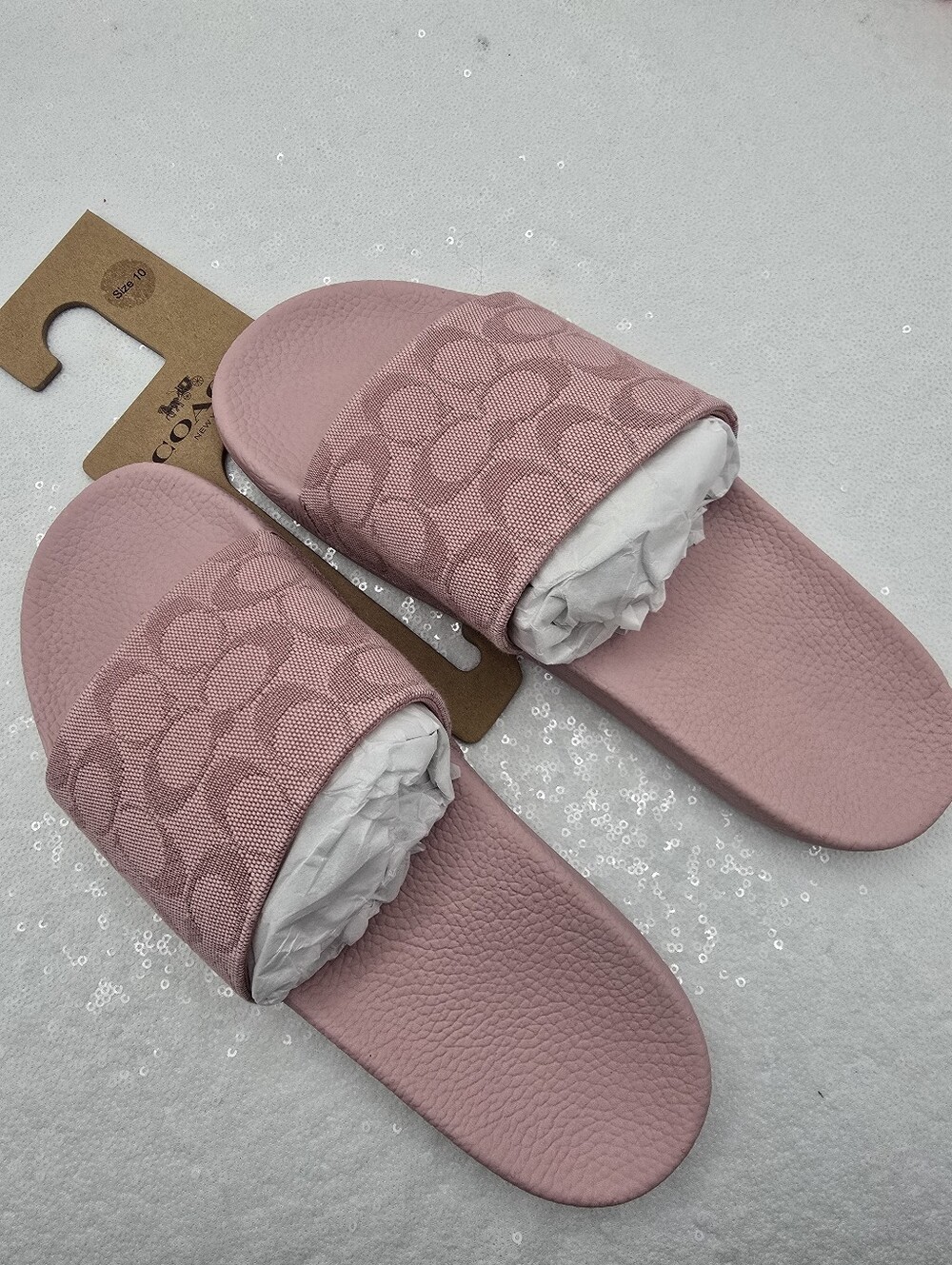 Coach Udele Pink Jacquard Sport Slide Women's 10 Comfortable Lightweight